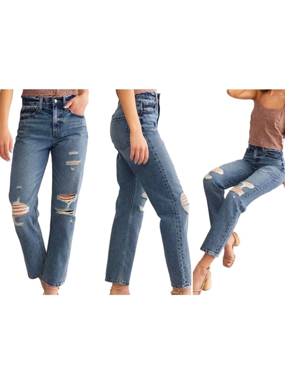 Kancan Signature Ultra High Rise 90s Cropped Straight Jeans Blue Size 28